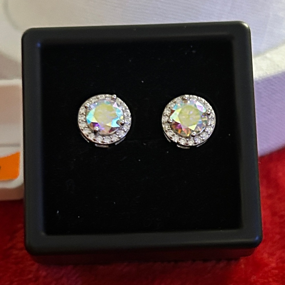 Luxury‎ Moissanite Diamond iridescent screwback earrings